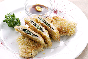 海苔と水菜の豚肉フライ